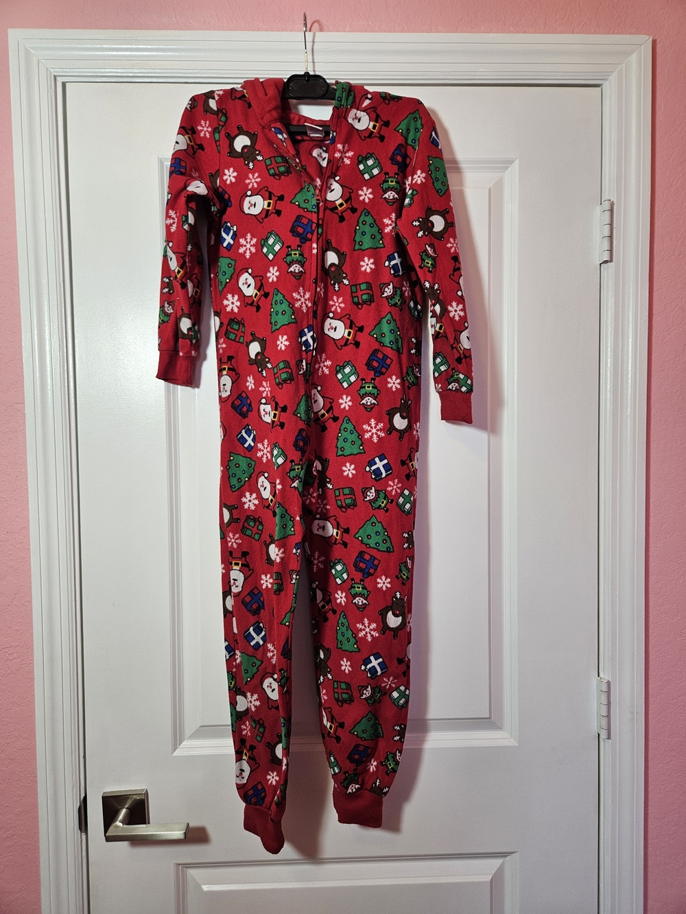 The Children's Place Red Holiday One-Piece Footie Pajamas with Festive Print